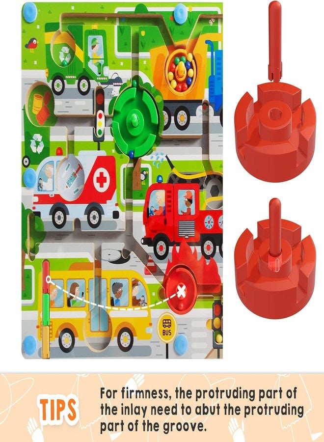 BeFunky Magnetic Maze Board Game, Wooden Color Sorting Activity Game for Kids Brain Teaser, Toddler Activity Travel Toy 2 3 4 5 Years Old Preschoolers Learning & Educational (Traffic) - Image 3